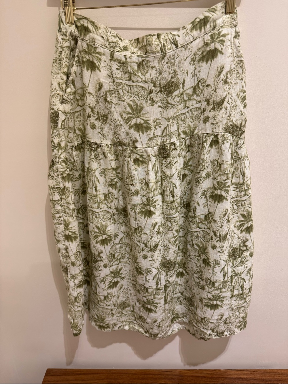 Rachel Zoe Olive Green and White Botanical Tiered Midi Skirt Chinoiserie Toile - Picture 2 of 5